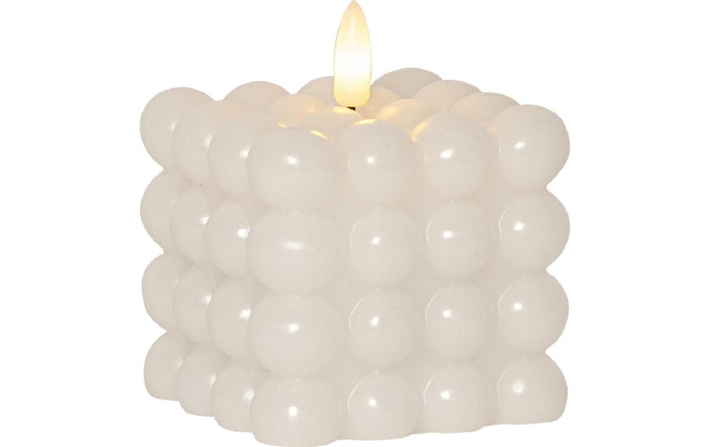 Star Trading LED-Kerze Flamme Dot, 7.5 x 7.5 x 9.5 cm, Weiss – LED-Kerze mit Timer von Star Trading