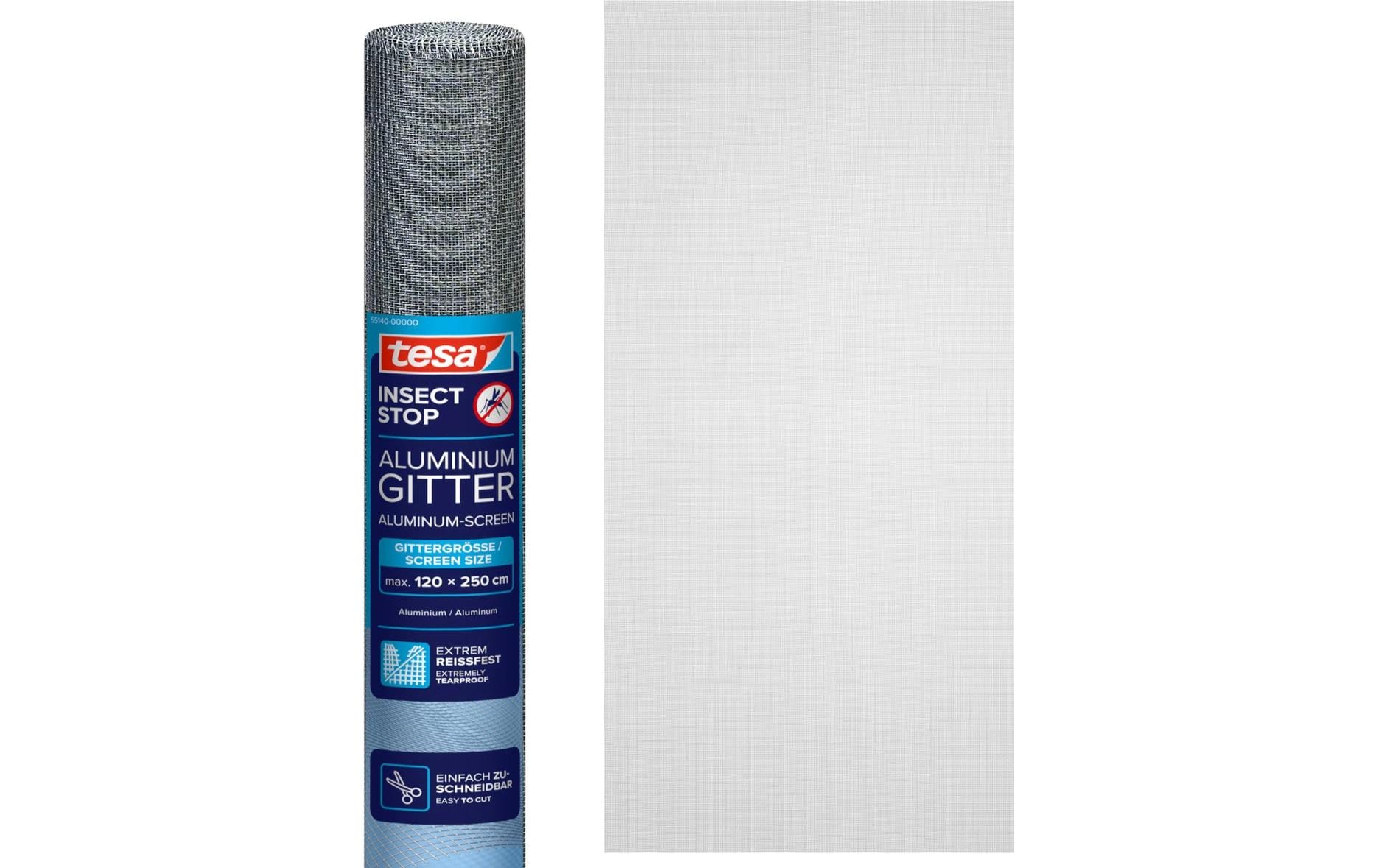 tesa Insektenschutzgitter Aluminium Anthrazit 120 cm x 250 cm
