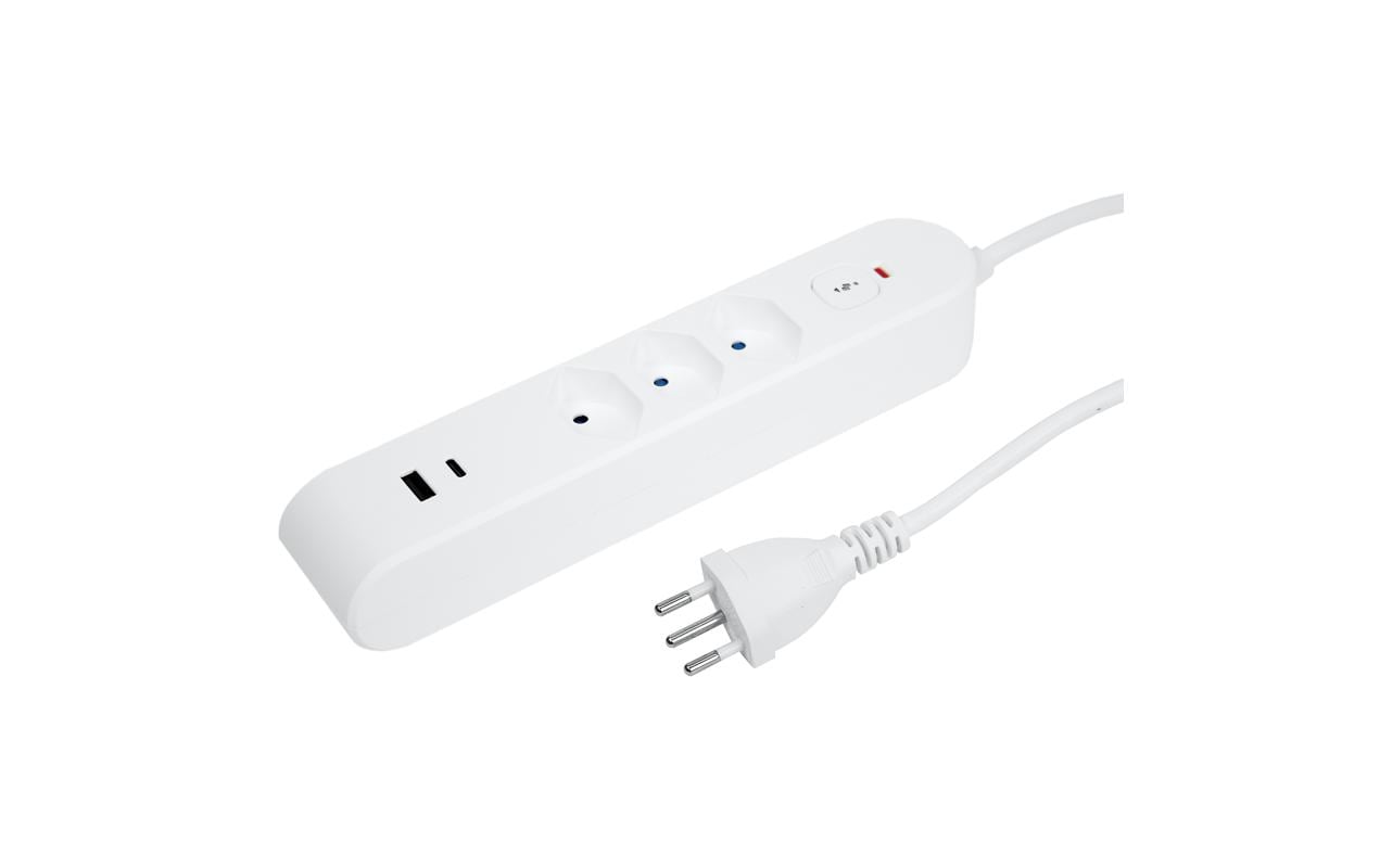 STEFFEN Steckdosenleiste IQ 3 x T13, USB-A+C, Weiss, 3 m Kabel – Steckerleiste von STEFFEN