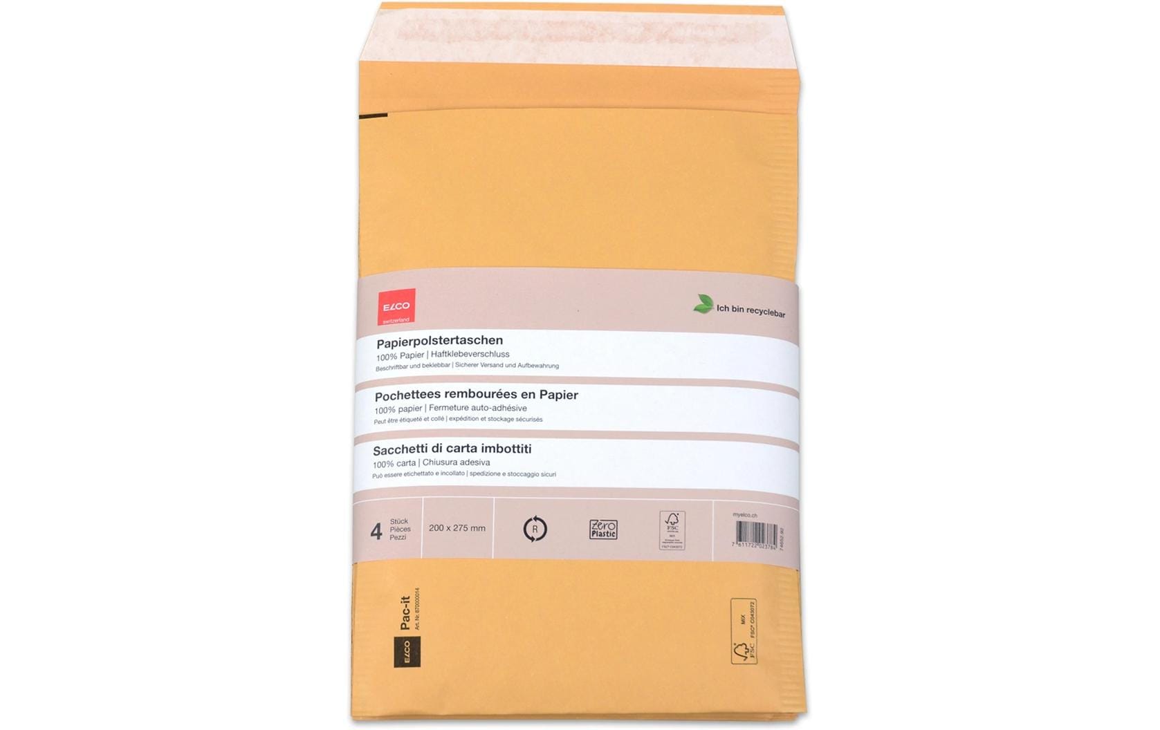 ELCO Versandtasche Zero Plastic 200 x 275 mm, 4 Stück – Versandtasche von ELCO