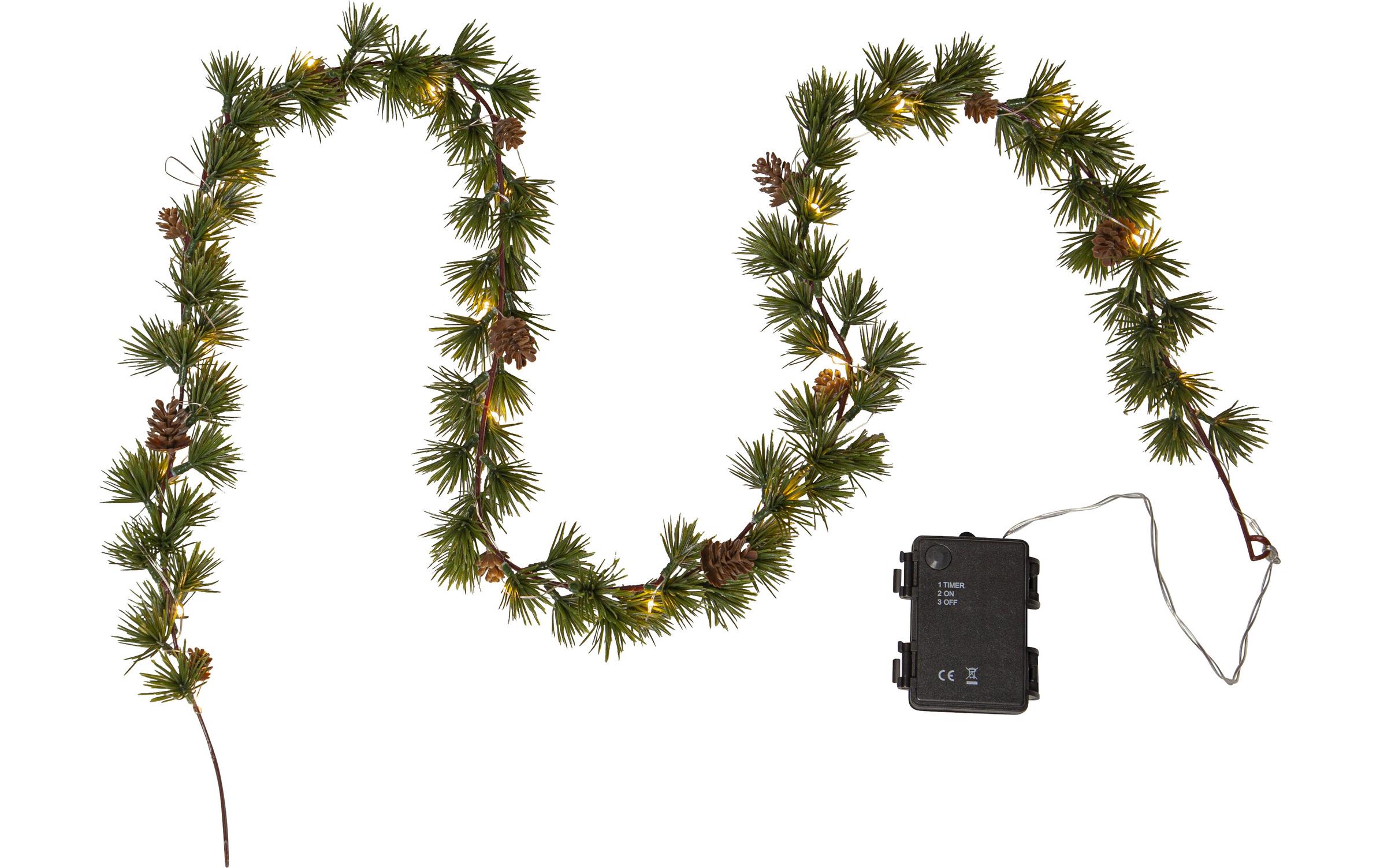 Star Trading Girlande LED Larix, 140 cm, Grün – LED-Girlande batteriebetrieben mit Timer von Star Trading
