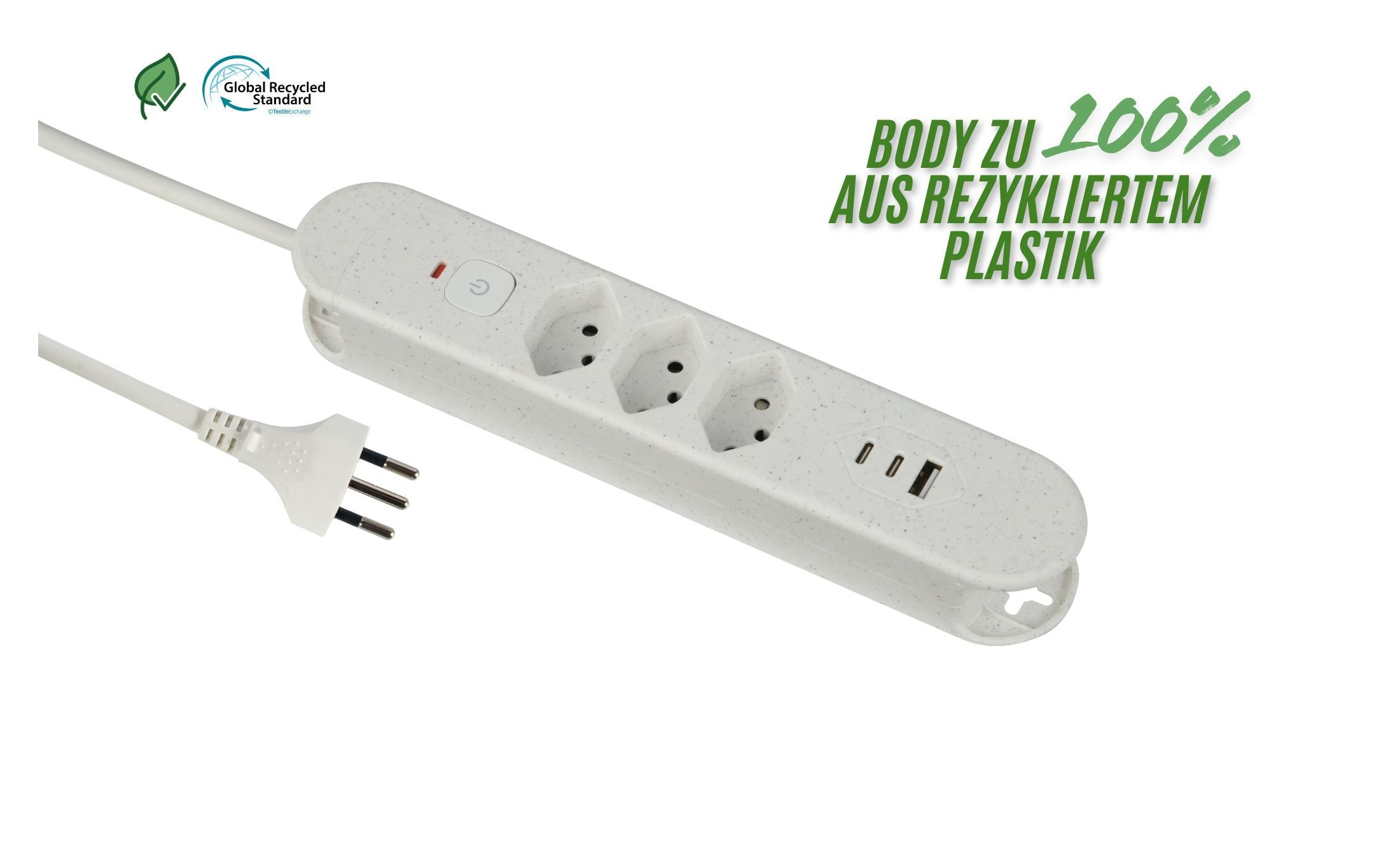 Schönenberger Steckdosenleiste Re:Life USB 3x T13. 2x USB-C + 1x USB-A – Steckerleiste von Schönenberger