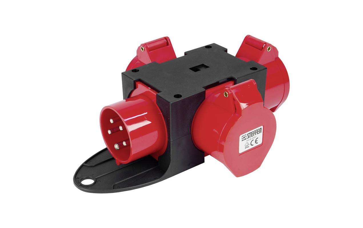 STEFFEN Verteiler CEE16/5 16 A 400 V schwarz rot – CEE-Kupplung 16/5 von STEFFEN