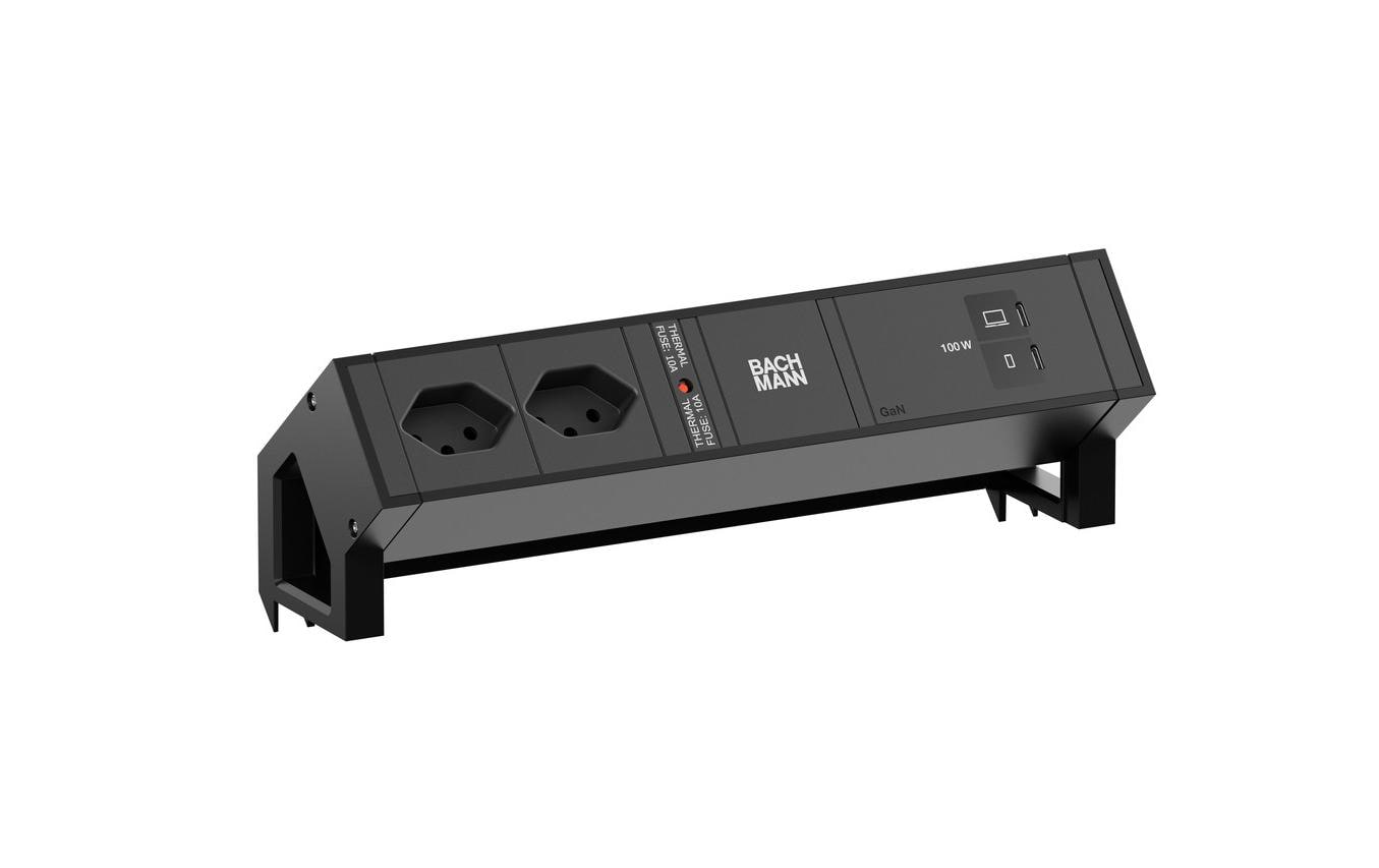 Bachmann Tischsteckdosenleiste DESK2 2xT131xUSB C/C 100W 0.2m RAL9005 – Tischsteckdosenleiste von Bachmann