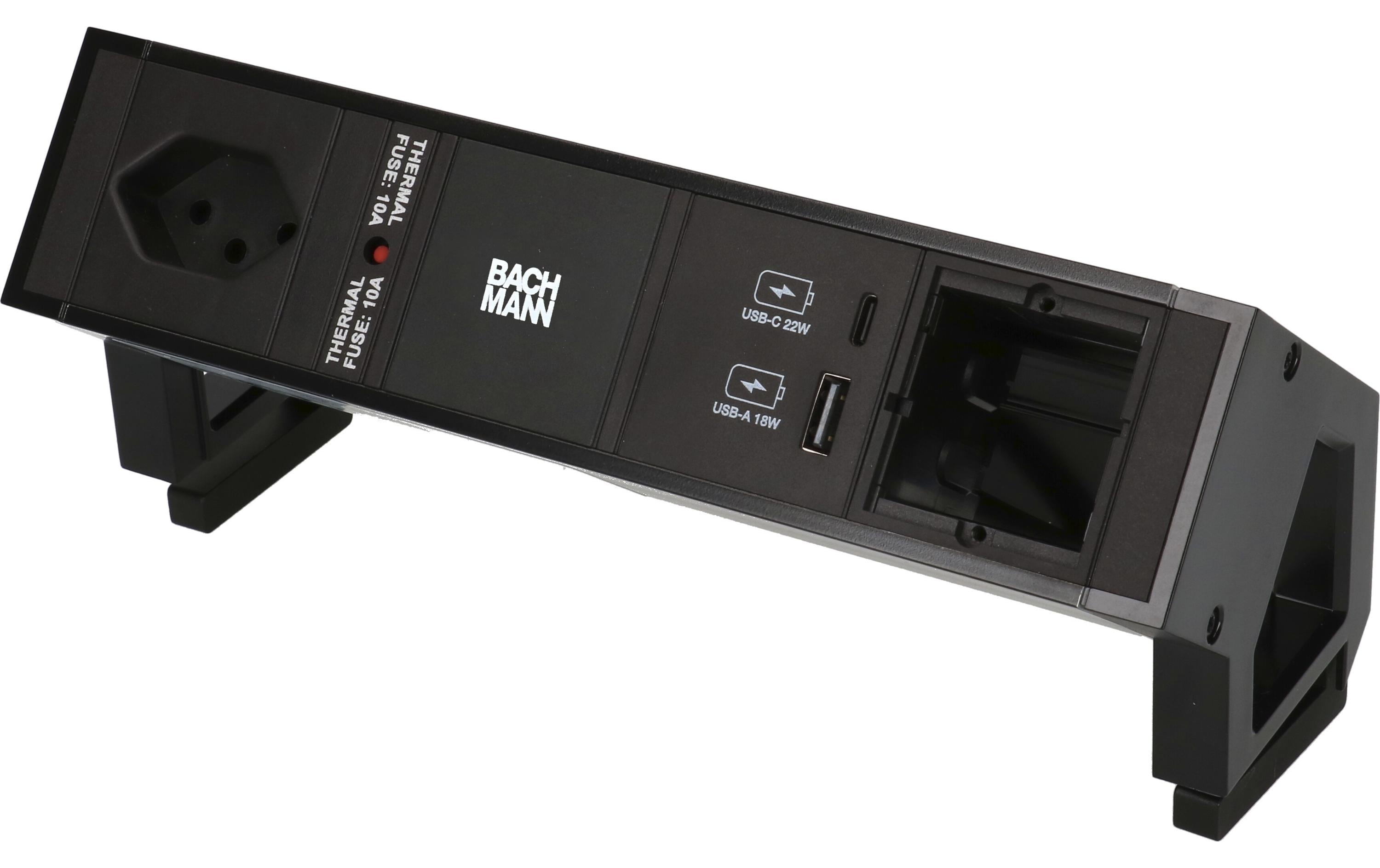 Bachmann Tischsteckdosenleiste DESK 2, 1x T13, 1x USB A/C, 1x Custom – Tischsteckdosenleiste von Bachmann