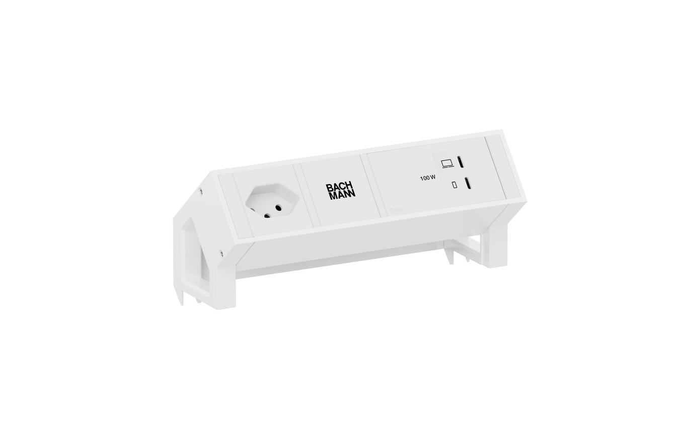 Bachmann Tischsteckdosenleiste DESK2 1xT13 1xUSB C/C 100W 0.2m weiss – Tischsteckdosenleiste von Bachmann