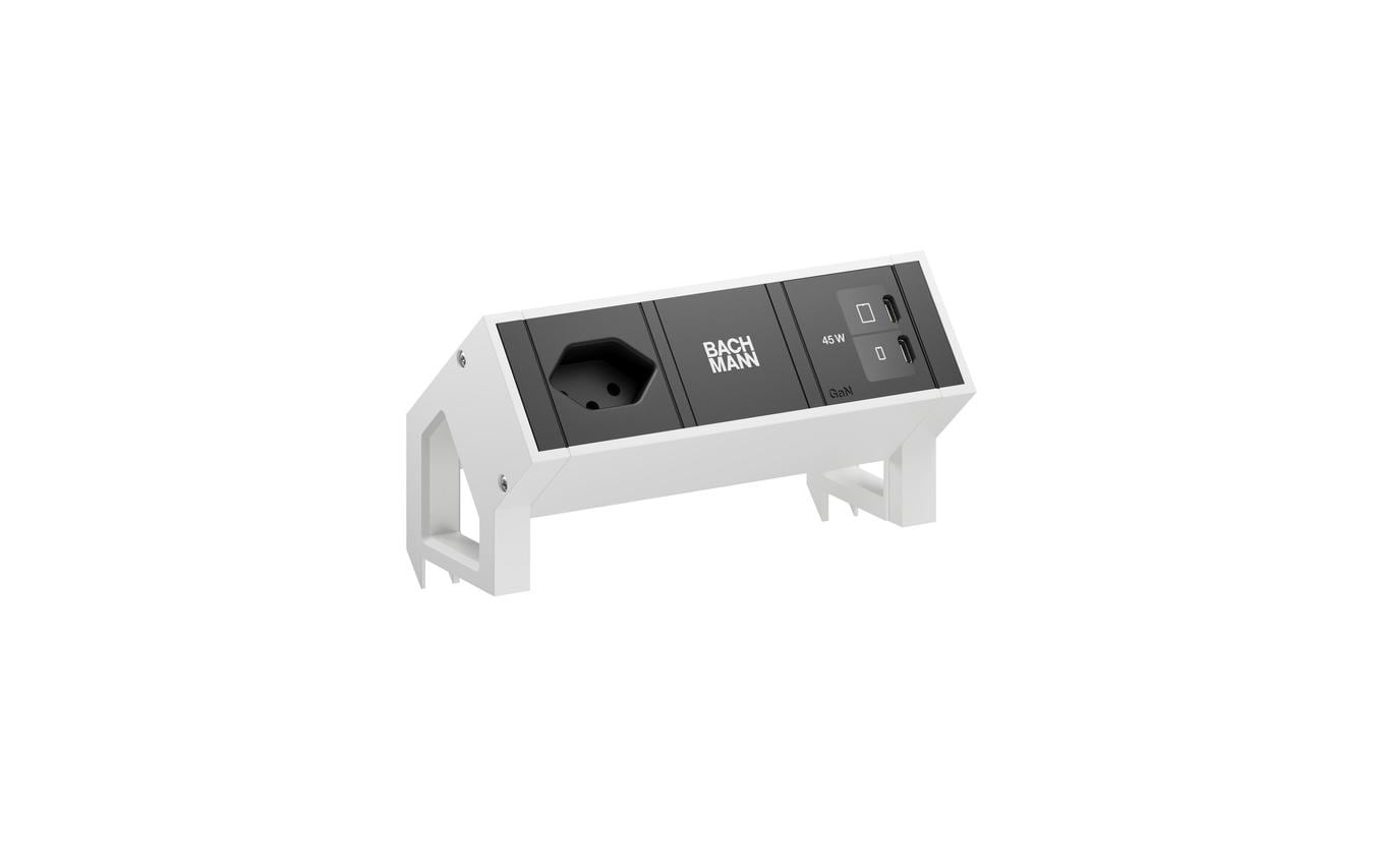 Bachmann Tischsteckdosenleiste DESK2 1xT13 1xUSB C/C 45W 0.2m RAL9010 – Tischsteckdosenleiste von Bachmann