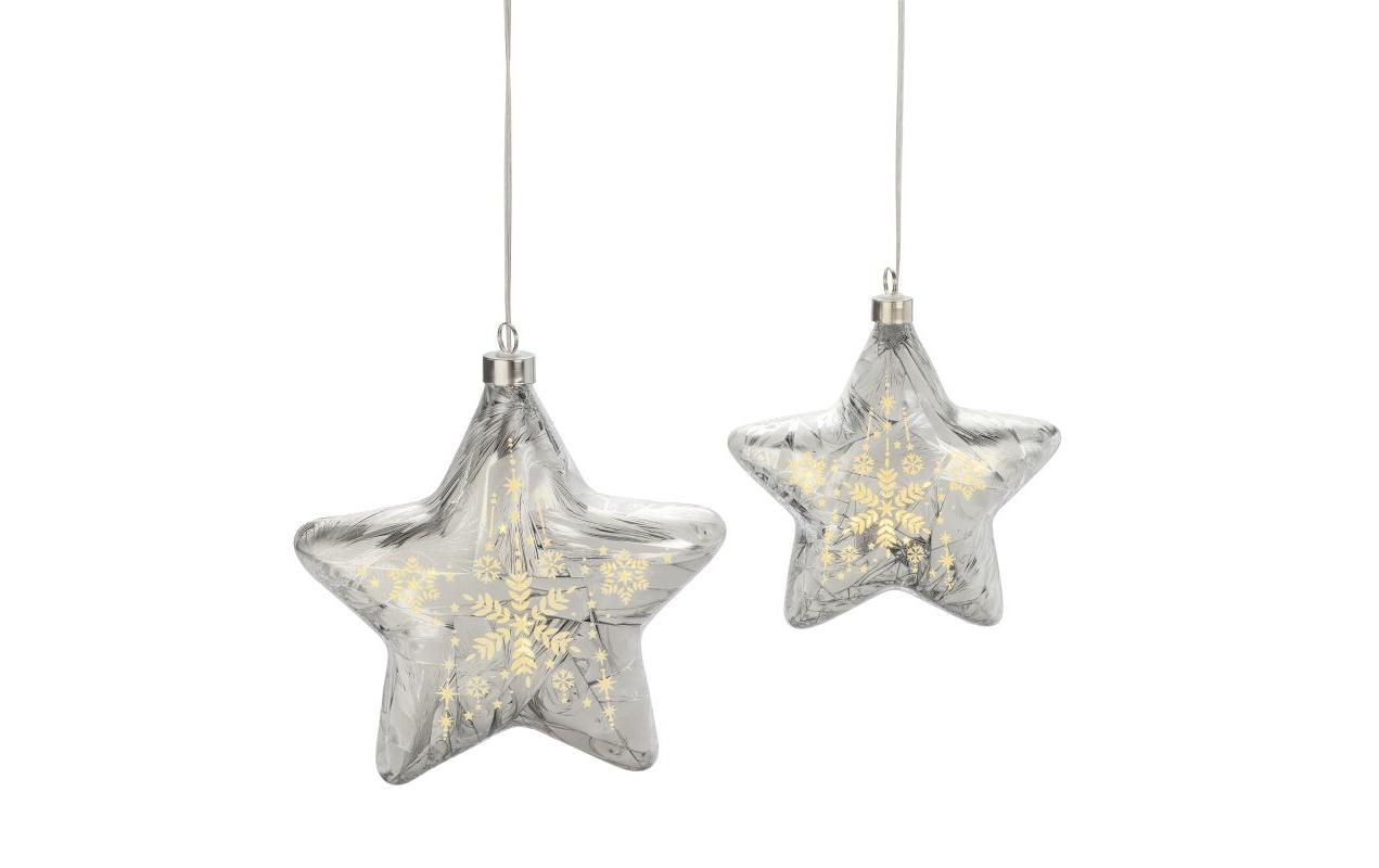 STT Glasdekoration Glass Star Set 2 Stk. Silber