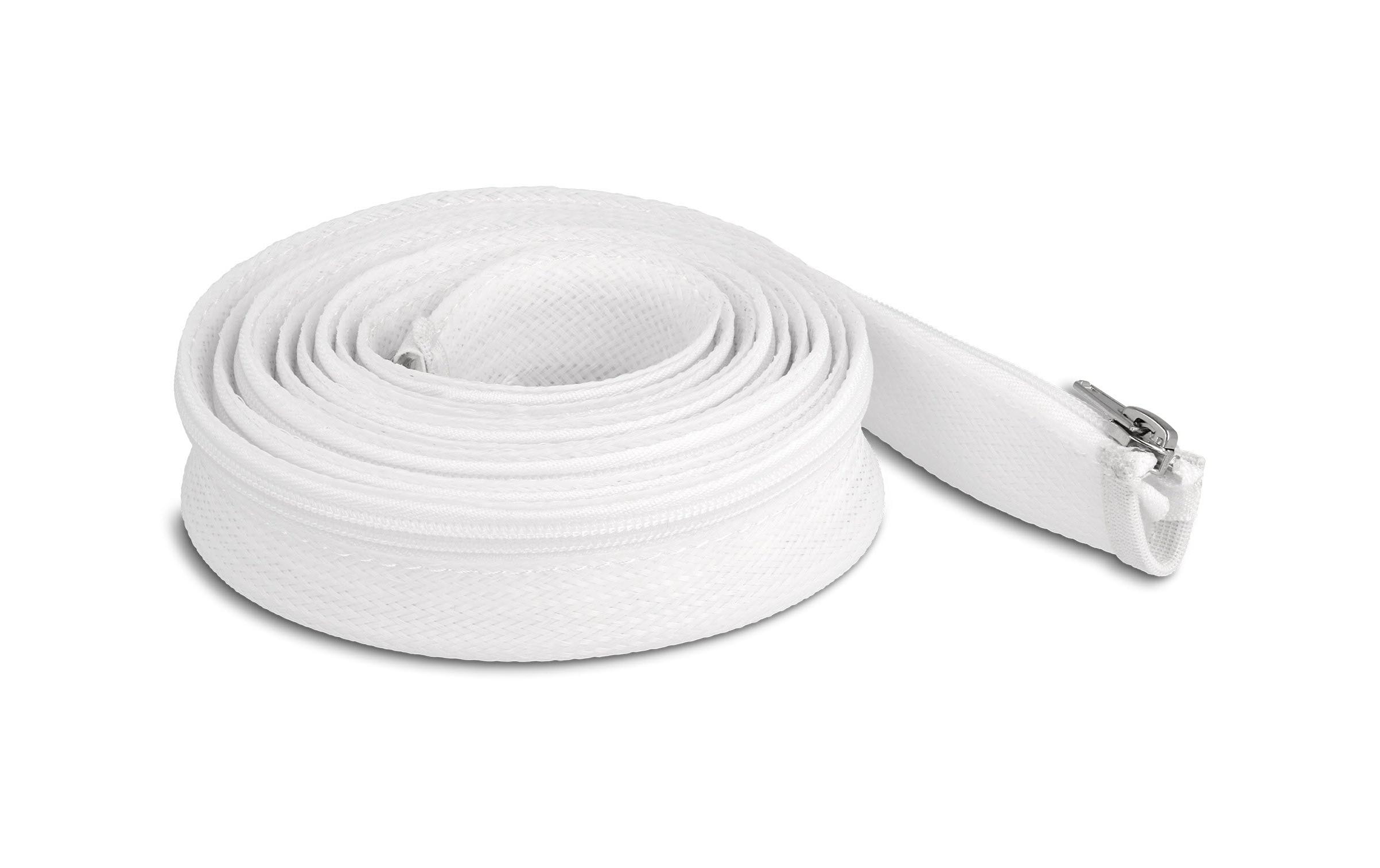 Delock Geflechtschlauch mit Reissverschluss 3 m x 30 mm Weiss – Kabelschlauch von Delock