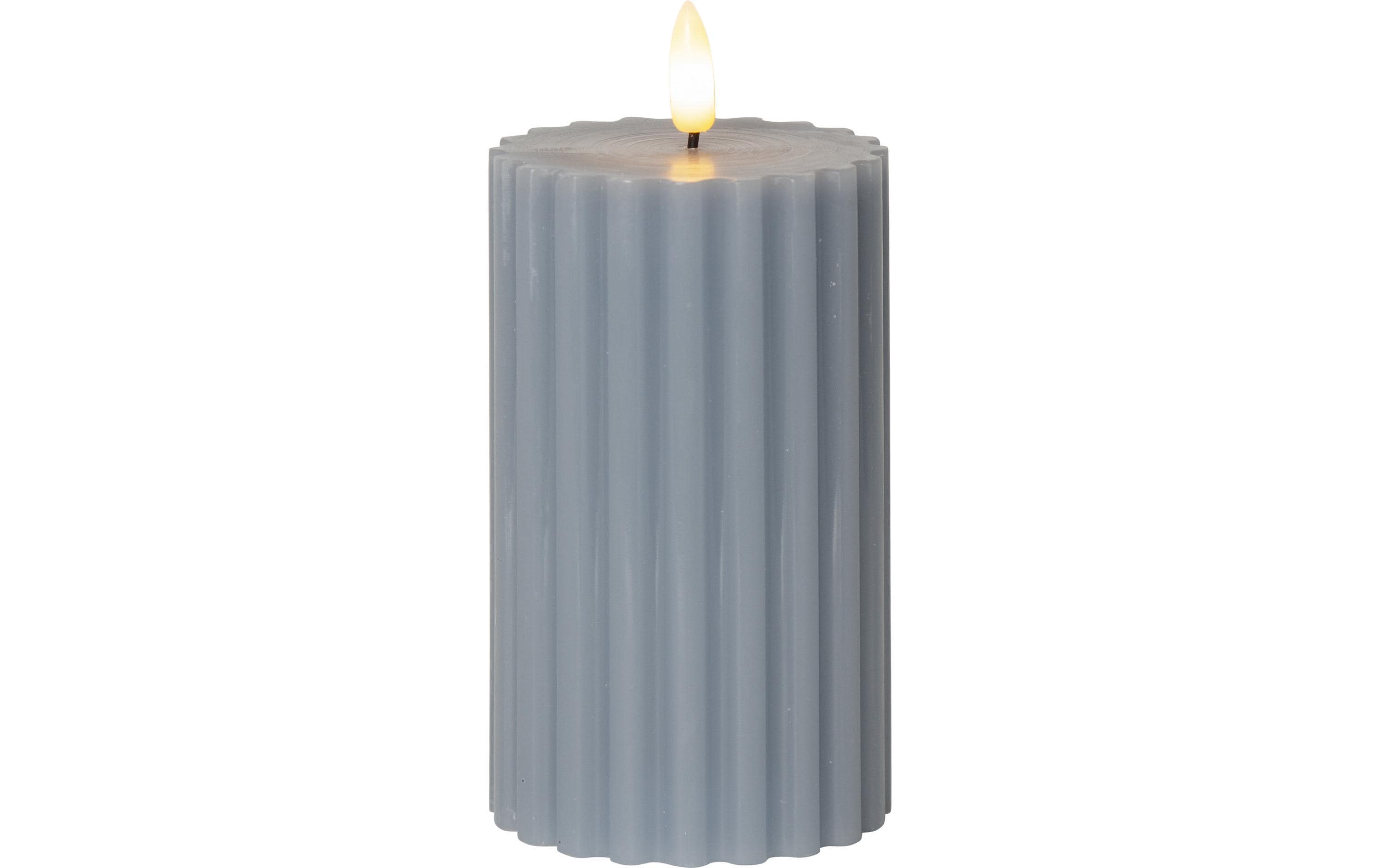 Star Trading LED-Kerze Pillar Flamme Stripe, Ø 7.5 x 15 cm, Blau – LED-Kerze mit Timer von Star Trading