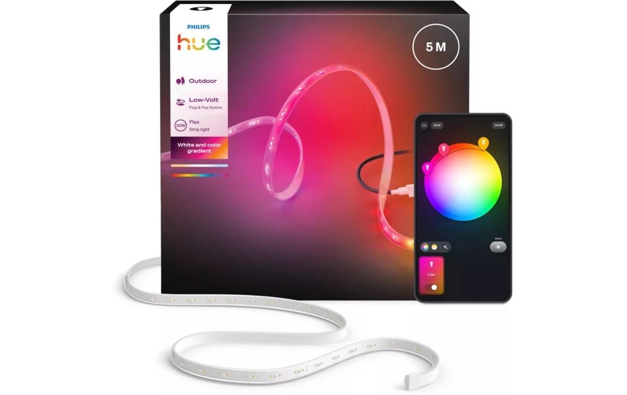 Philips Hue LED Stripe Flux Gradient Outdoor 5m CH – Smarter LED-Streifen mit Netzteil von Philips Hue