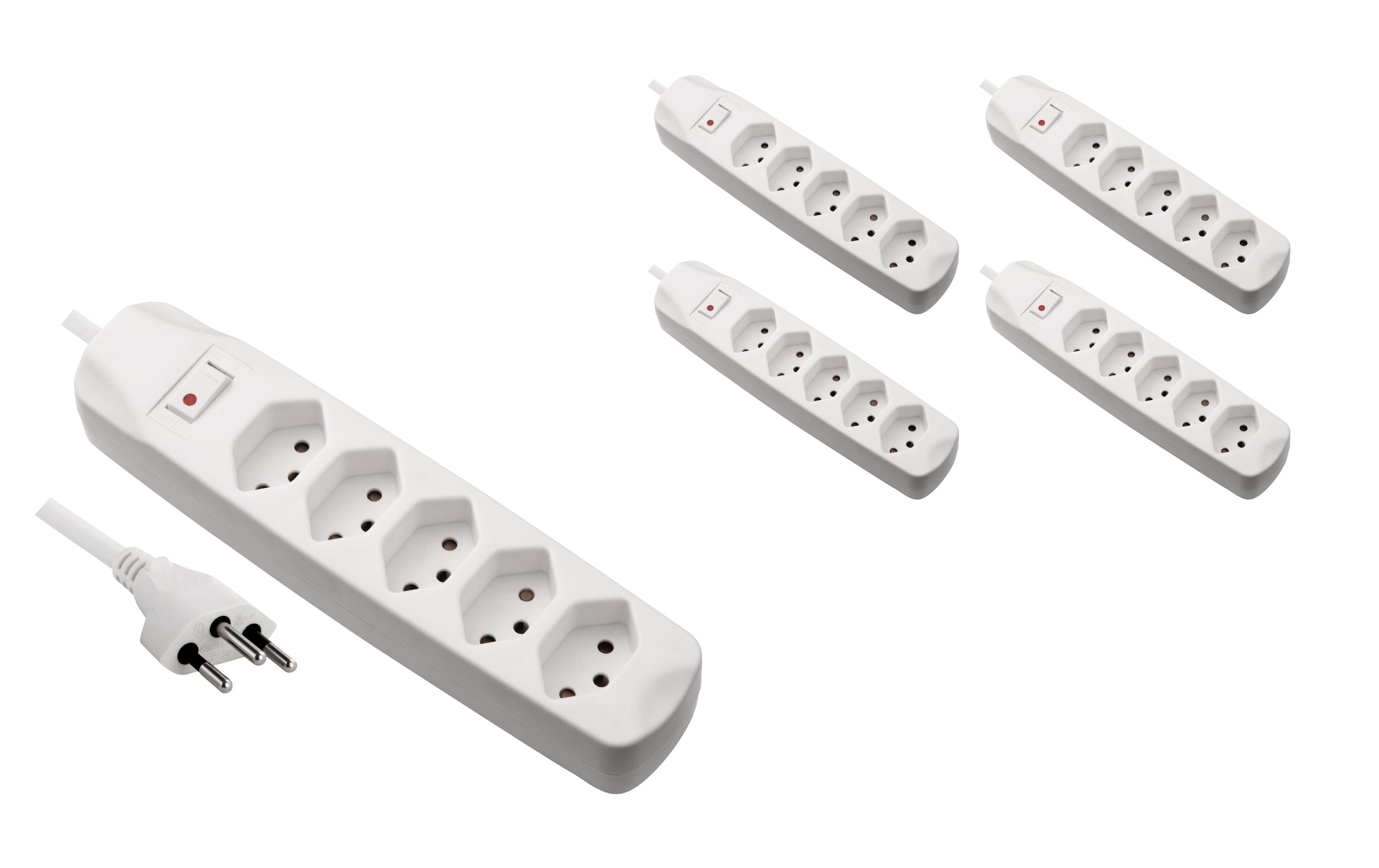 FURBER.power Steckdosenleiste 5x T13 mit Schalter, 5 Stück, Weiss – Steckerleiste von FURBER.power