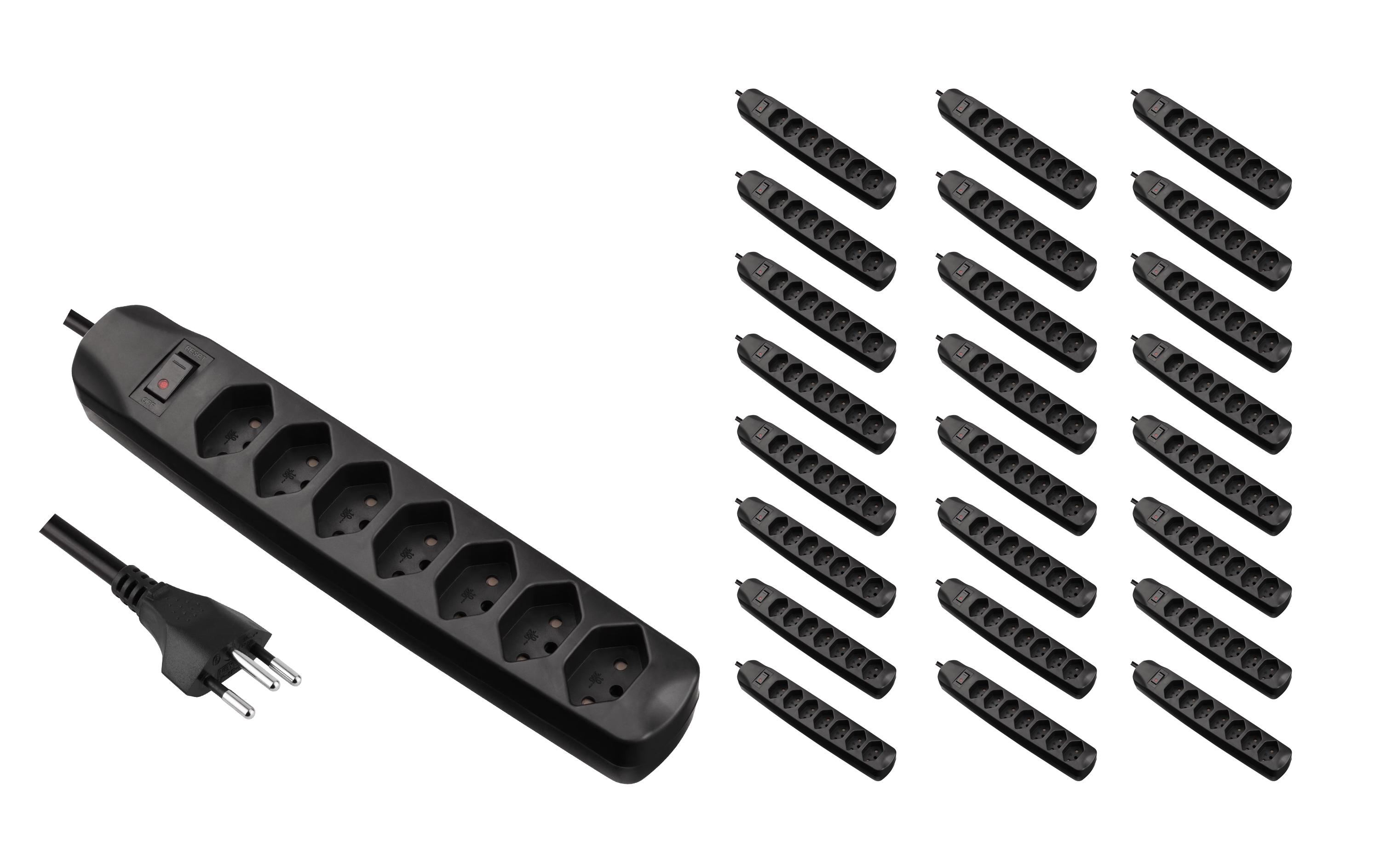 FURBER.power Steckdosenleiste 7x T13 mit Schalter, 25 Stück – Steckerleiste von FURBER.power