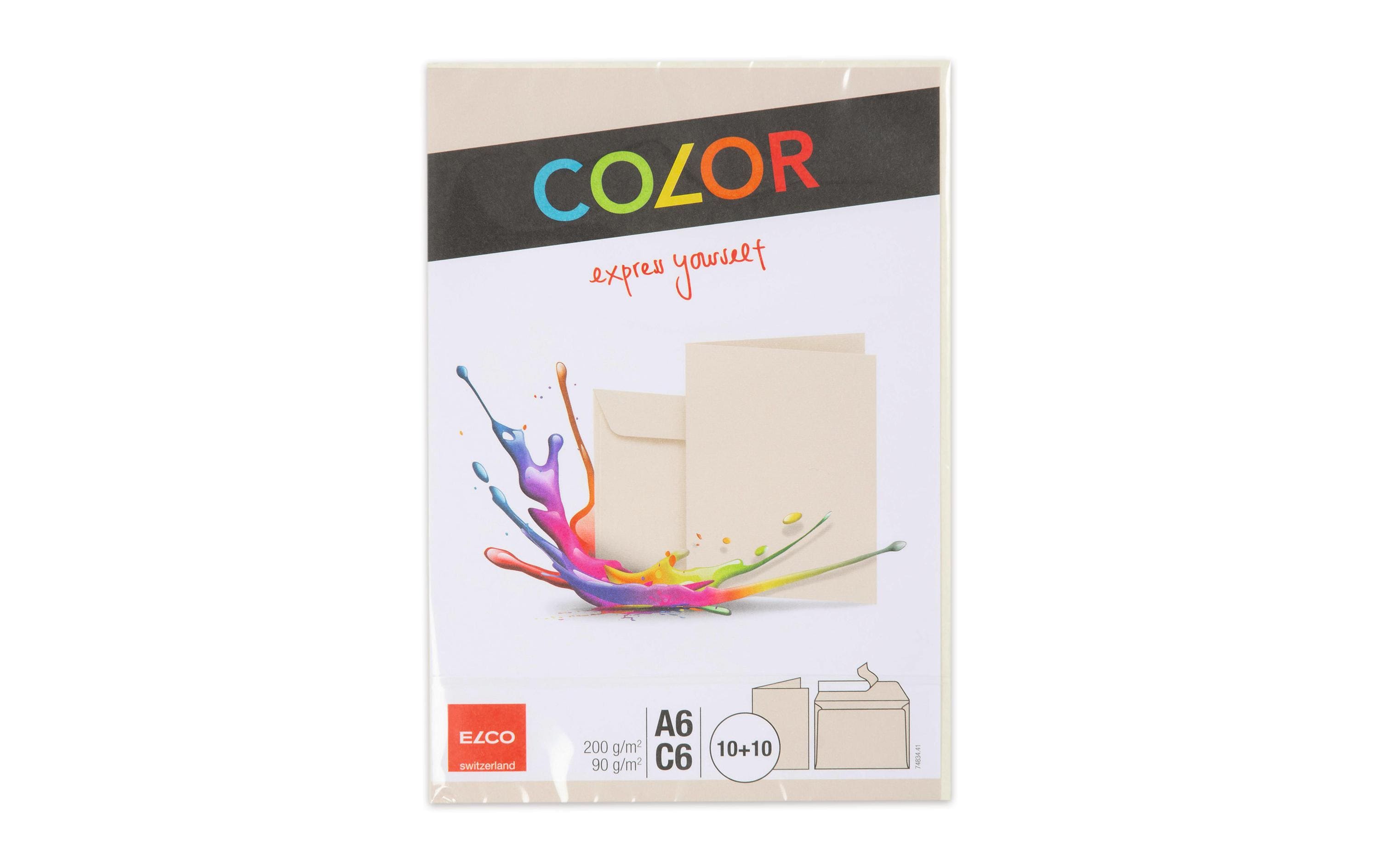 ELCO Doppelkarte mit Couvert Color A6/C6 Chamois, 20 Stück – Couvert von ELCO
