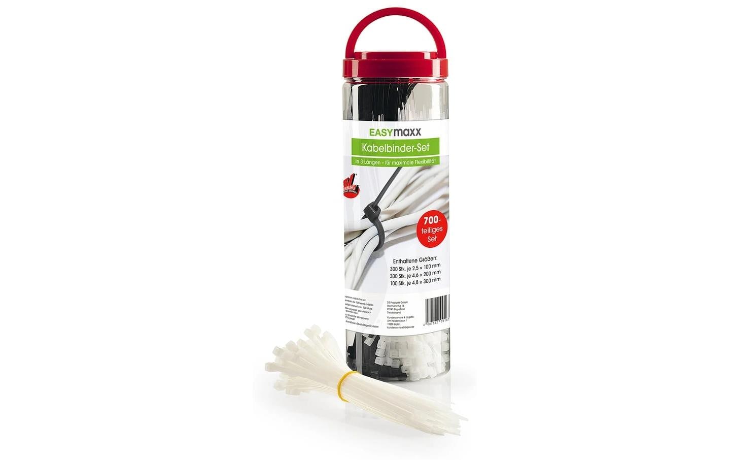 EASYmaxx Kabelbinder Set 700 Stück, Schwarz/Weiss 100 mm x 2.5 mm – Kabelbinder von EASYmaxx