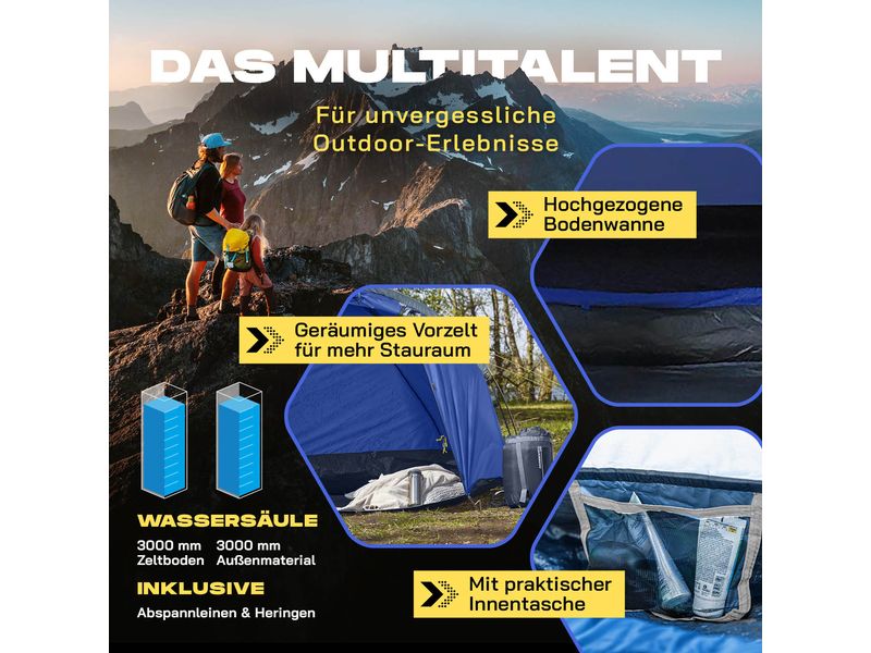 Where Tomorrow 3 Personen Zelt Blau Pop Up