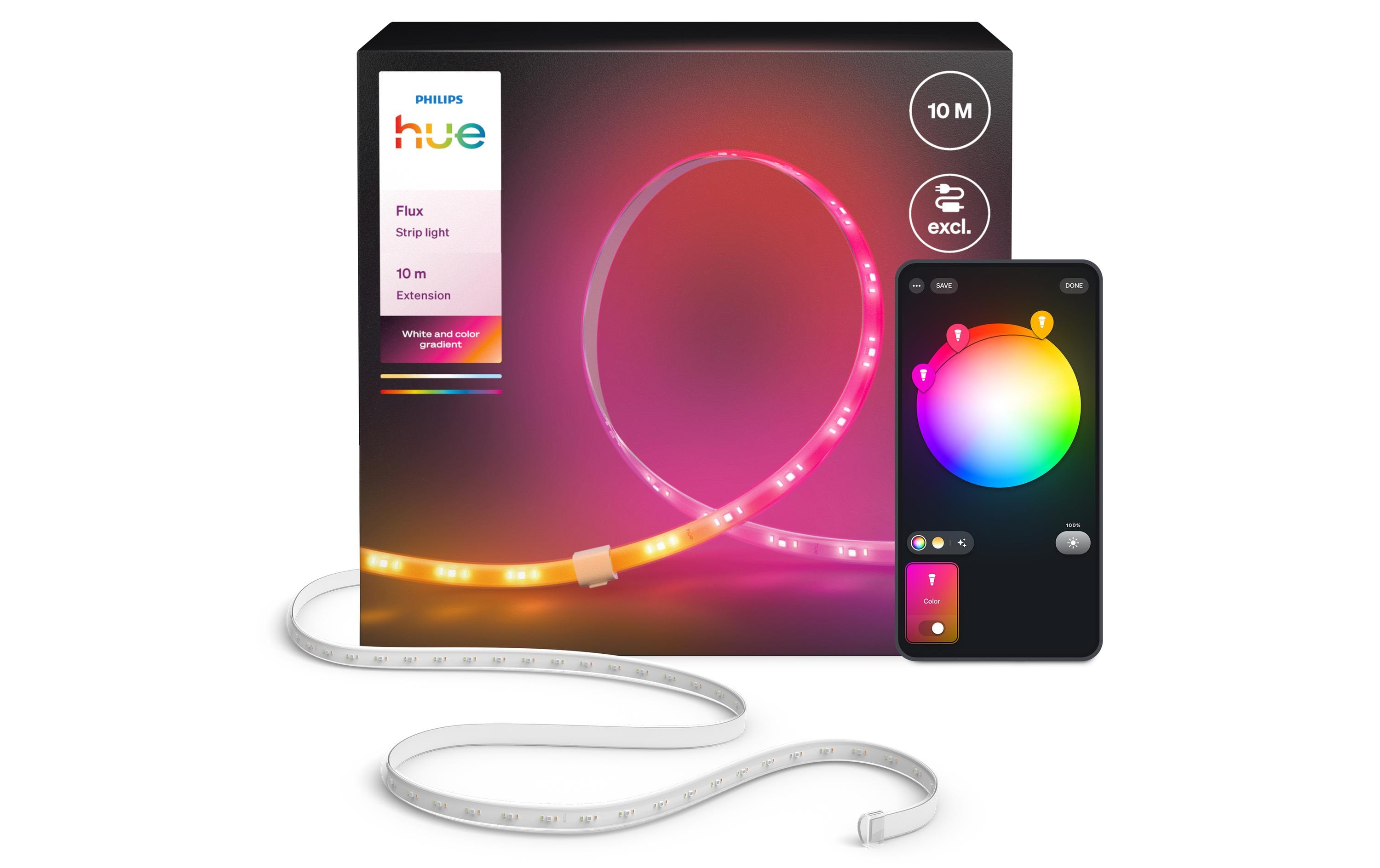 Philips Hue Lightstrip Flux Gradient Verlängerung 10 m – Verlängerung für LED-Streifen Lightstrip von Philips Hue