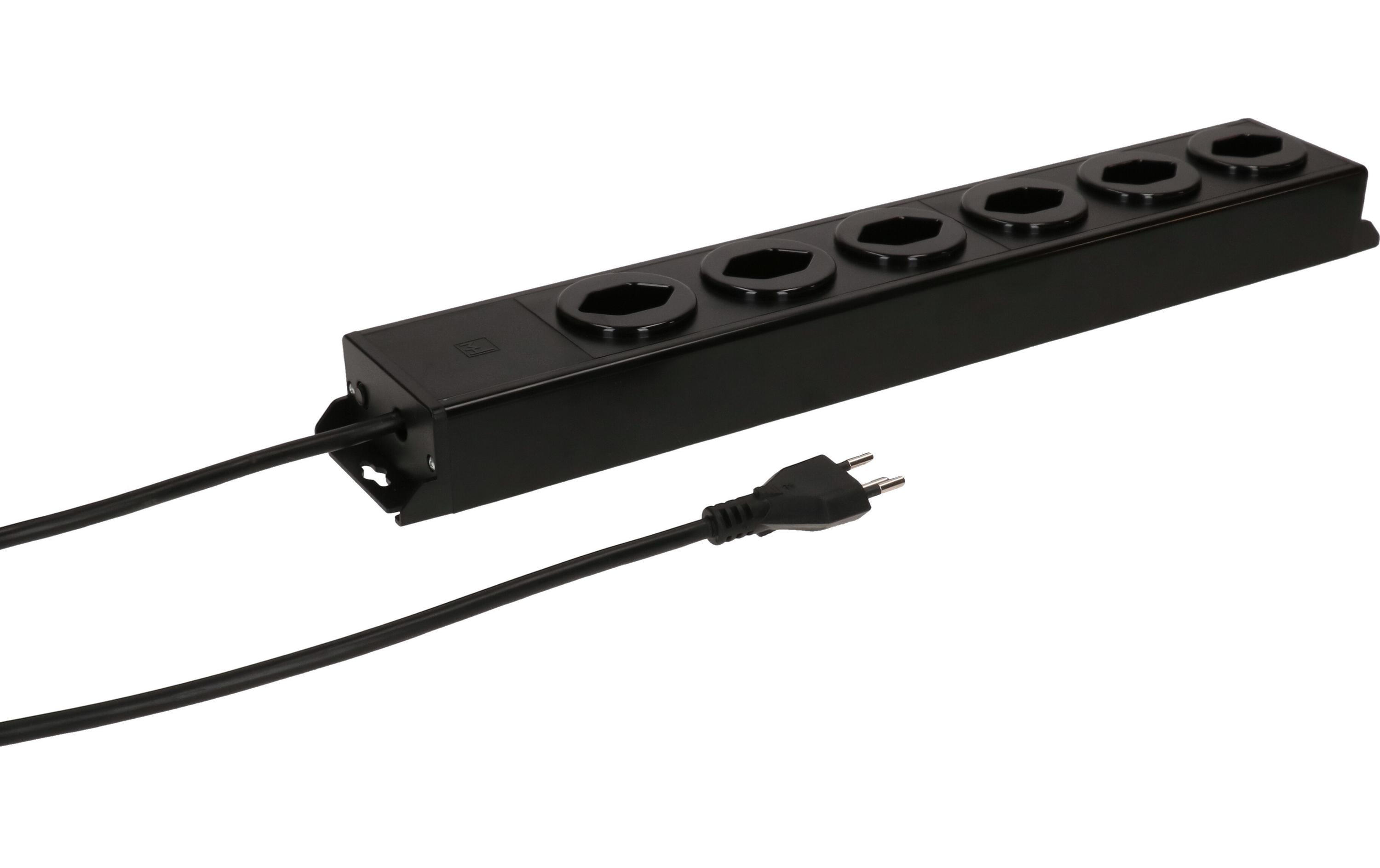 Max Hauri Steckdosenleiste Power Line 6x Typ 13 schwarz/schwarz 3.0m – Steckerleiste von Max Hauri