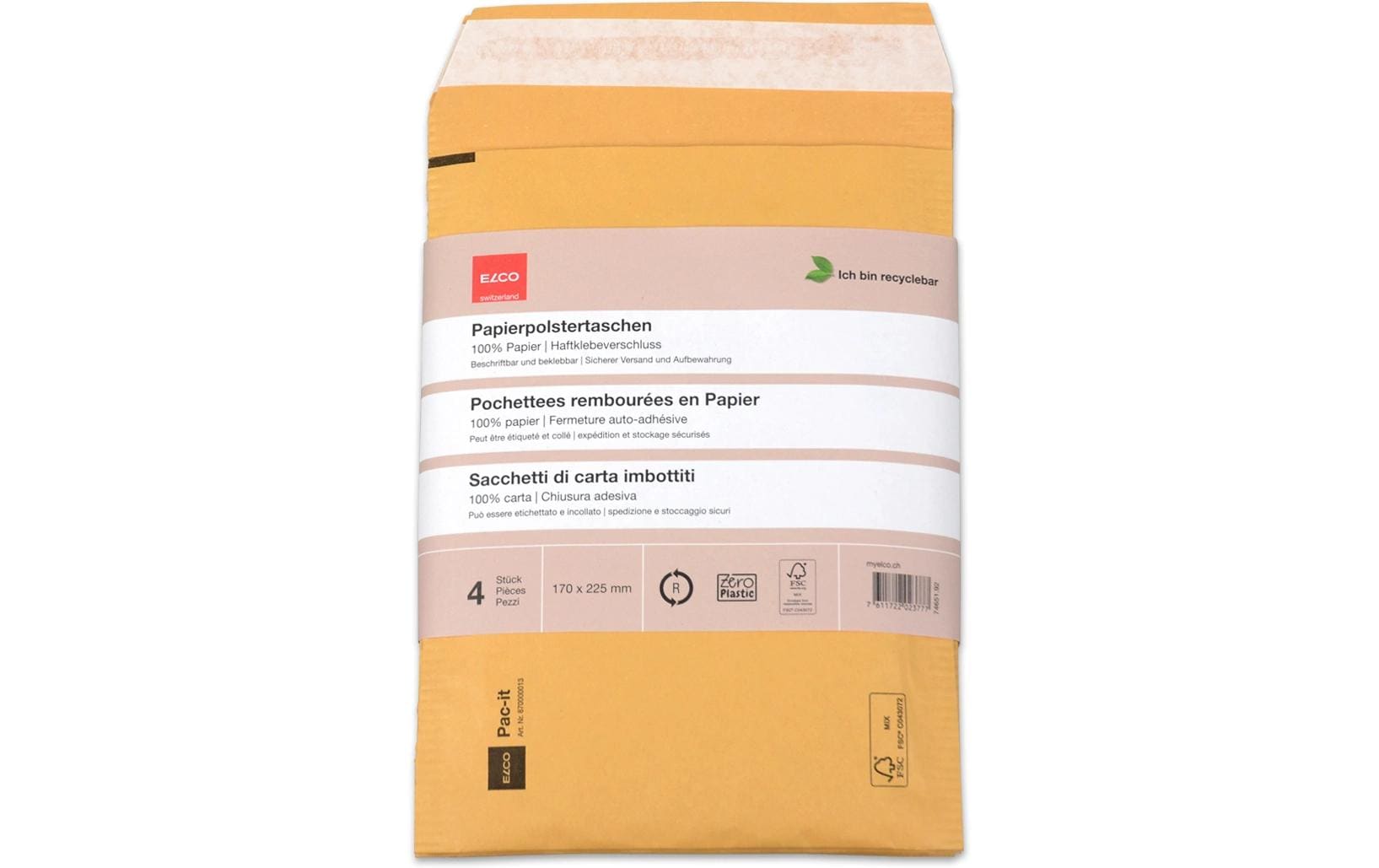ELCO Versandtasche Zero Plastic 170 x 225 mm, 4 Stück – Versandtasche von ELCO