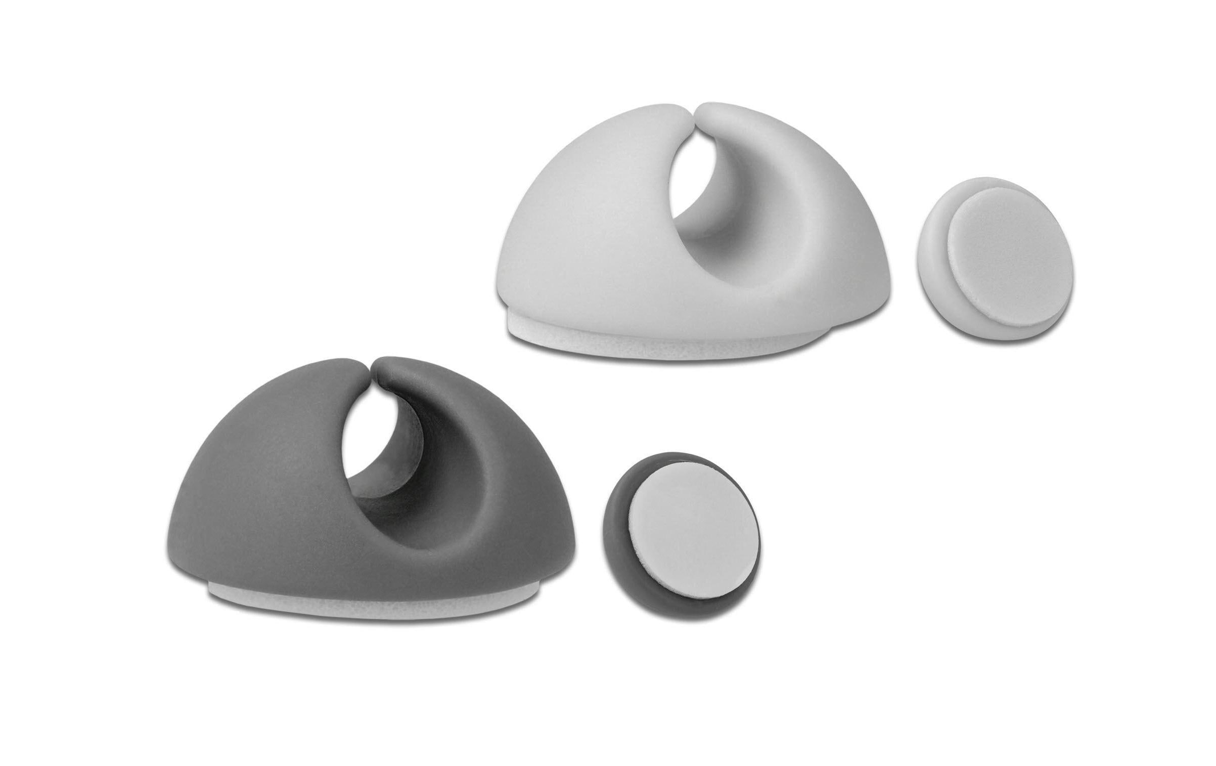 Delock Kabelhalter 6.5 mm 2x3 Stück, grau&weiss – Klettkabelbinder von Delock