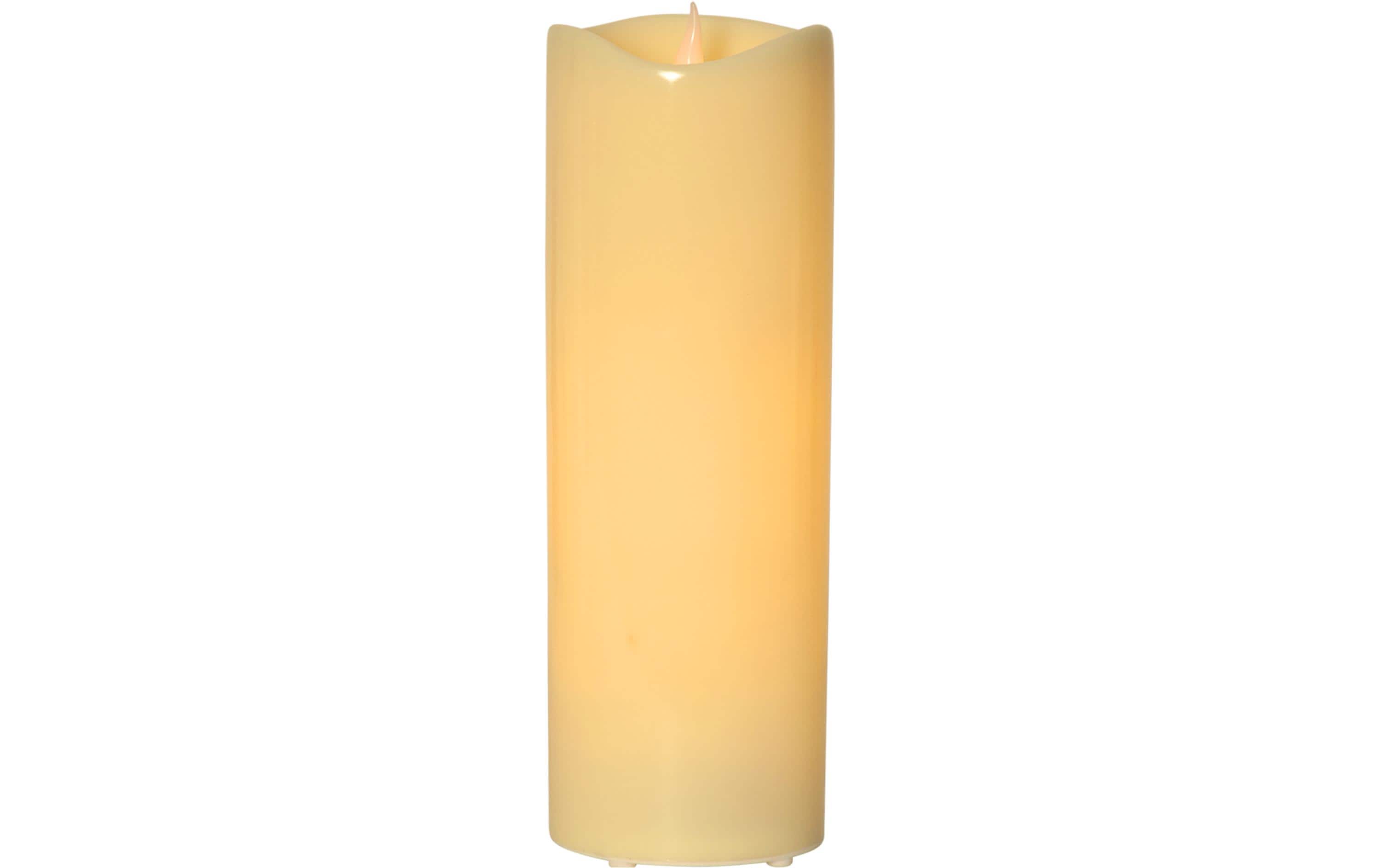 Star Trading LED-Kerze Pillar Grande Ø 12 x 38 cm, Beige – LED-Kerze mit Timer für aussen von Star Trading