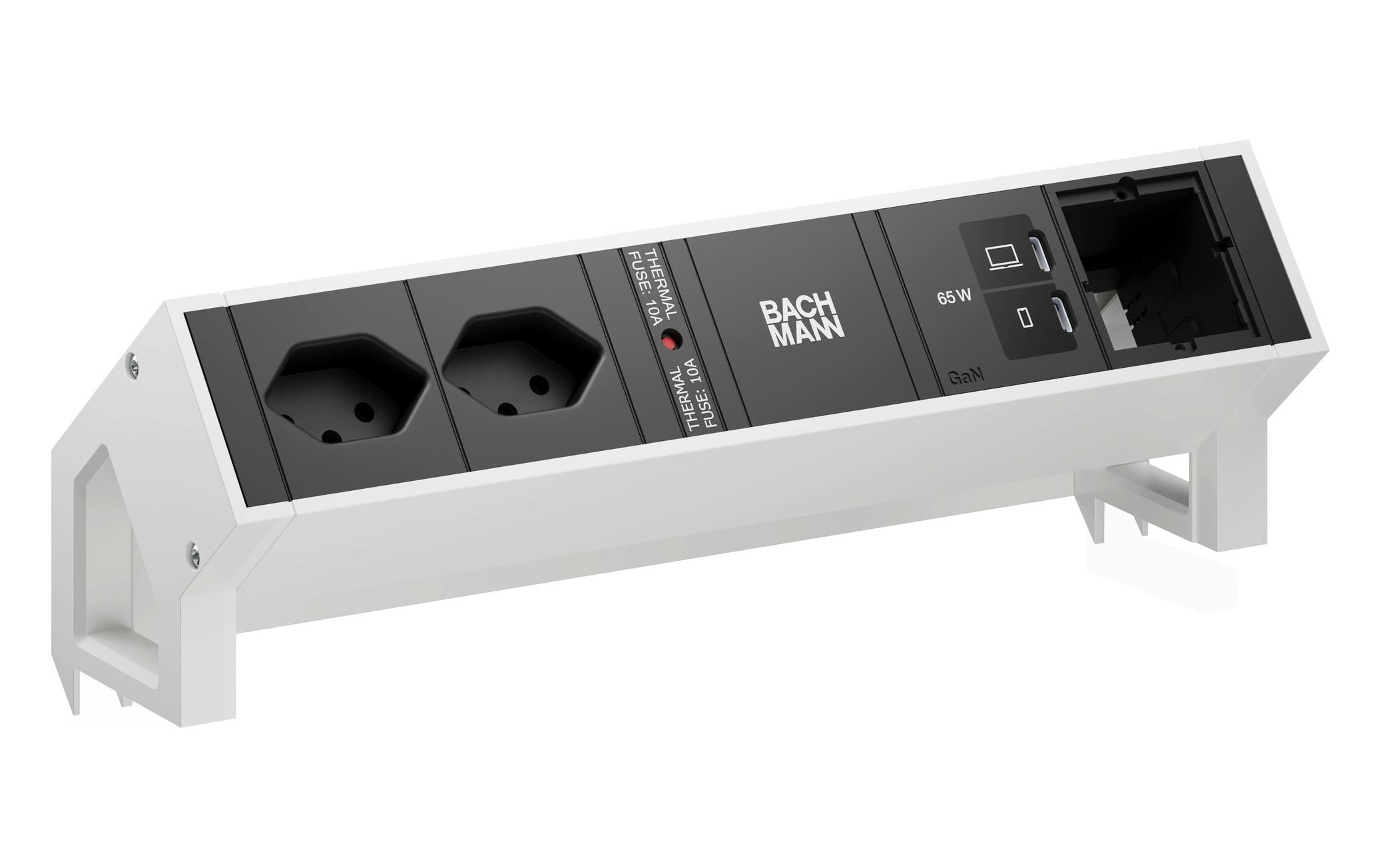 Bachmann Tischsteckdosenleiste DESK2 2xT13 1xUSB C/C 65W 1xCM weiss – Tischsteckdosenleiste von Bachmann