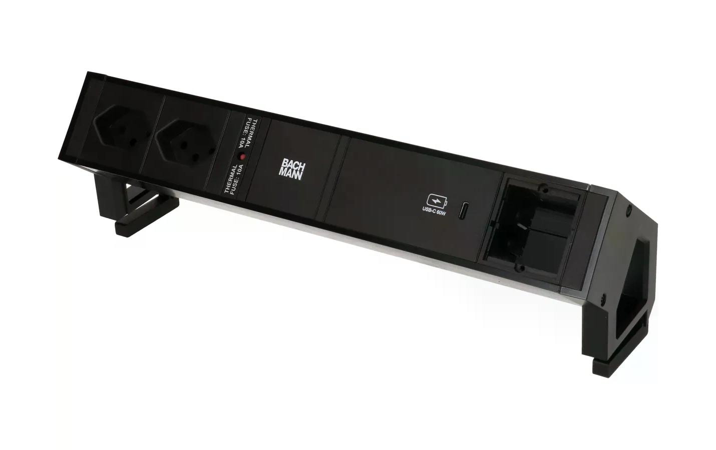 Bachmann Tischsteckdosenleiste DESK2 2x T13 1x USB C 60W 1x Leer, Sw – Tischsteckdosenleiste von Bachmann