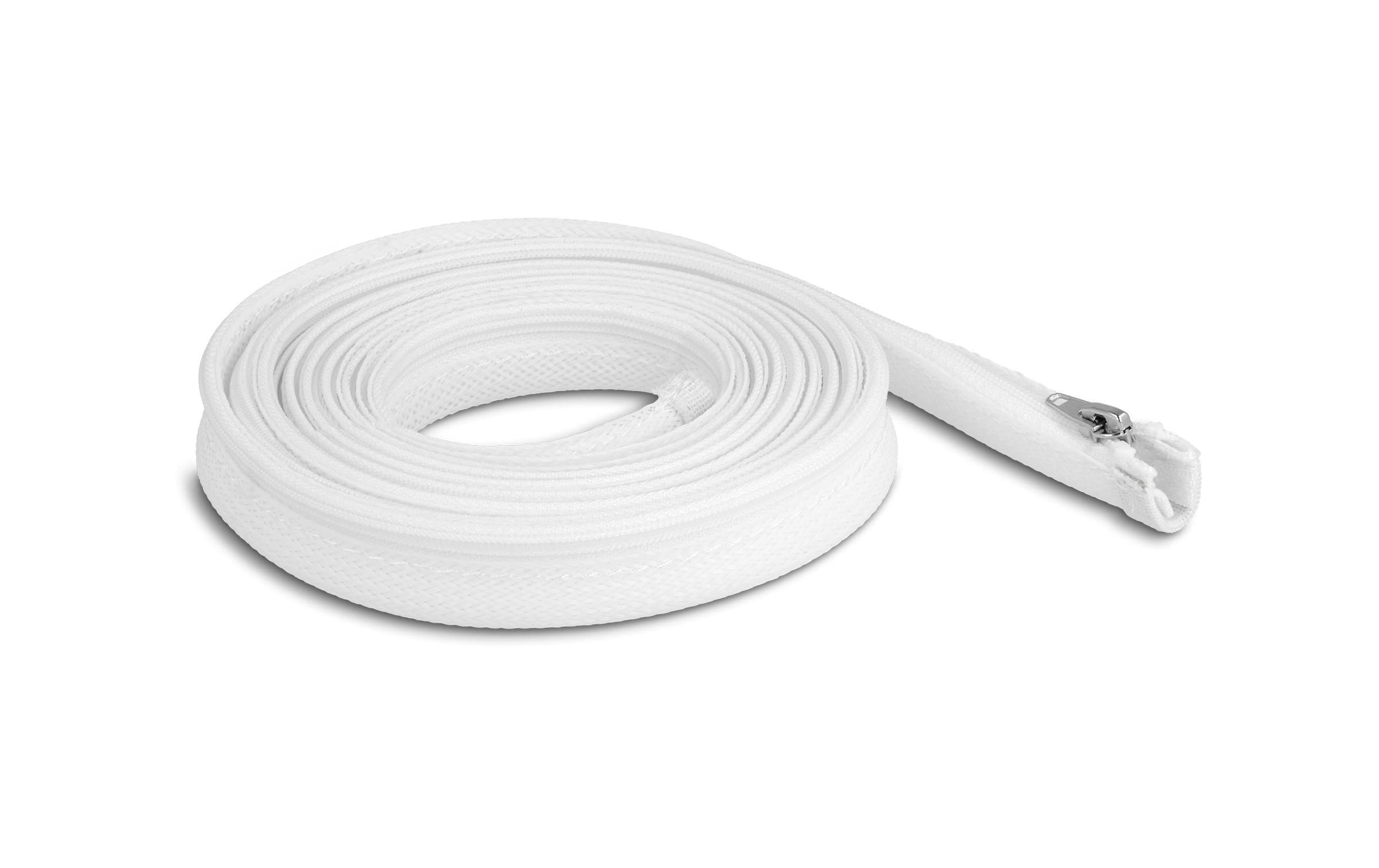 Delock Geflechtschlauch mit Reissverschluss 3 m x 20 mm Weiss – Kabelschlauch von Delock