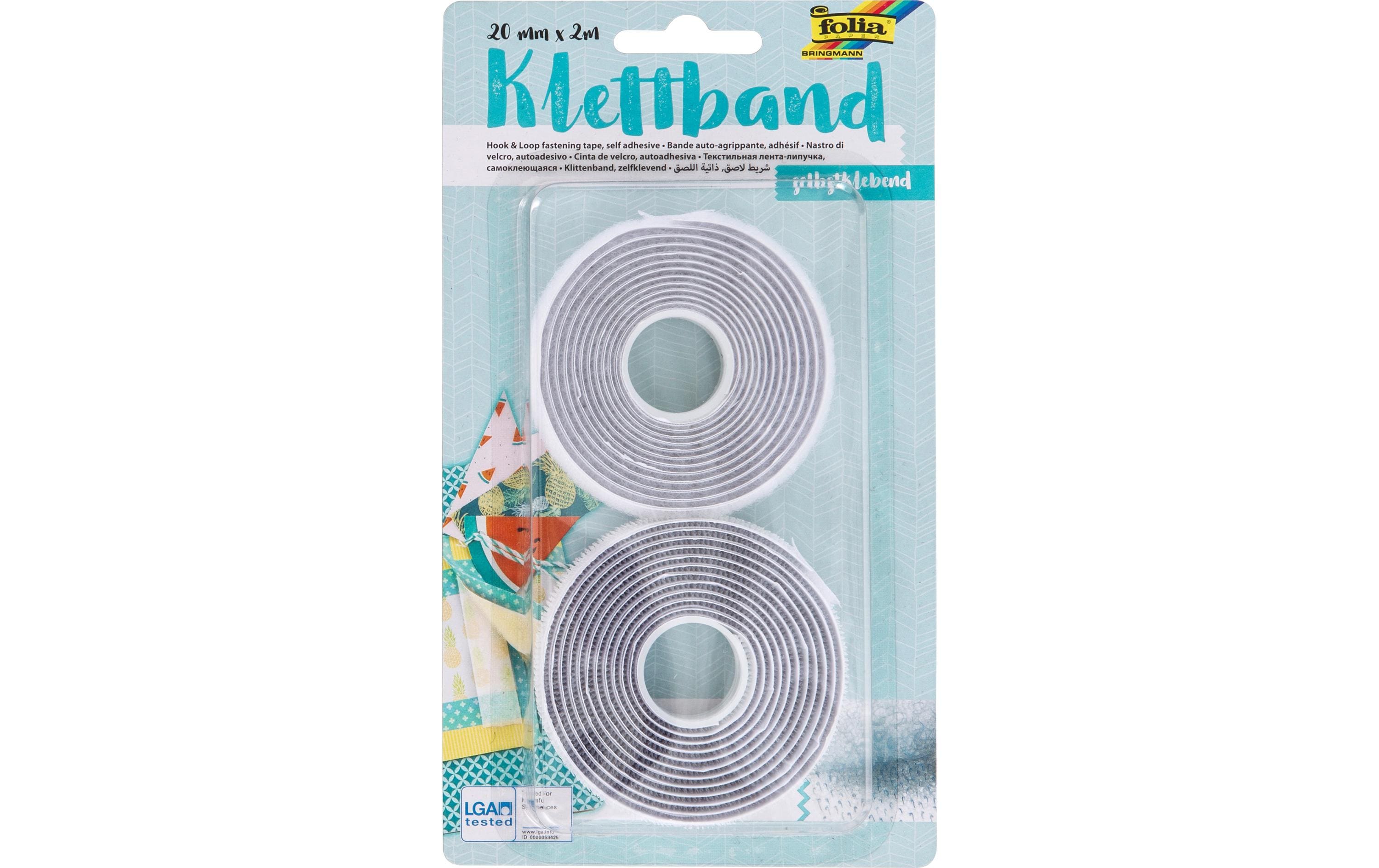 Folia Klettband-Rolle 20 mm x 2 m, Weiss – Klettband-Rolle von Folia