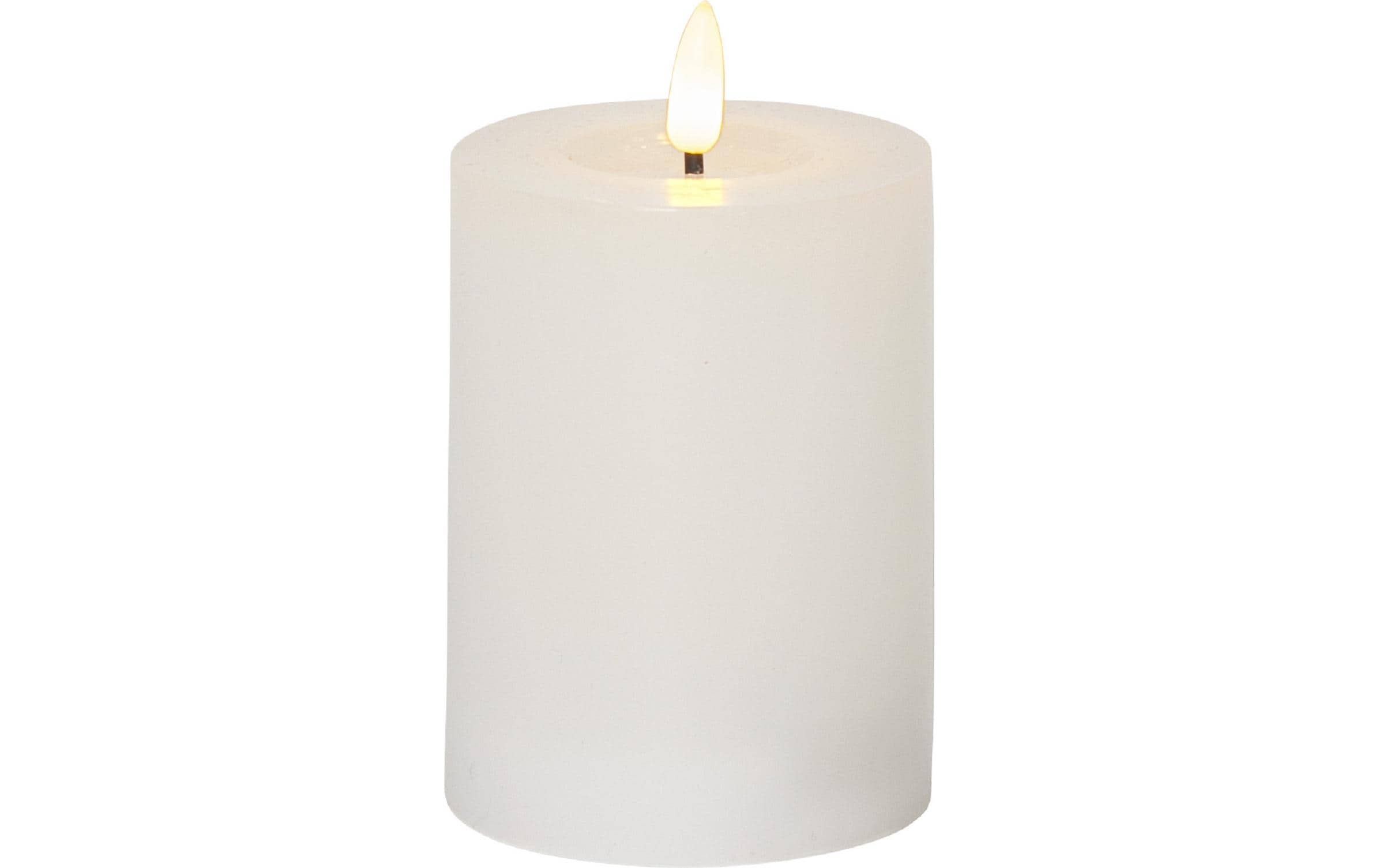 Star Trading LED-Kerze Flamme Flow, Ø 7.5 x 12.5 cm, Weiss – LED-Kerze mit Timer von Star Trading